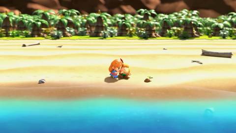 Marin finds Link on the beach - The Legend of Zelda Link's Awakening