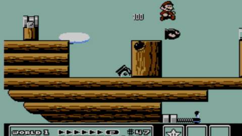Mario dodging bullet bills in an airship - Super Mario Bros 3