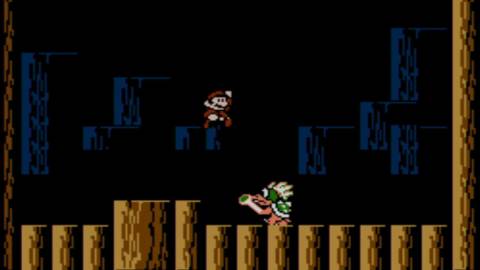 Mario fighting one of the Koopalings - Super Mario Bros 3