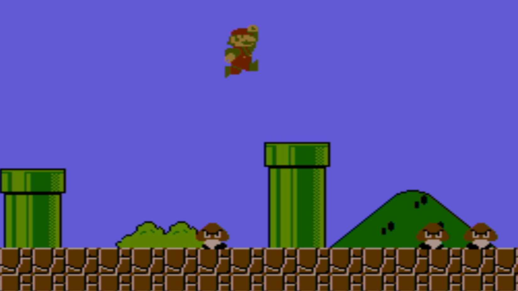 Mario jumping in World 1-1 - Super Mario Bros