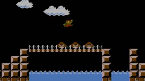 Mario jumping in World 3-1 - Super Mario Bros