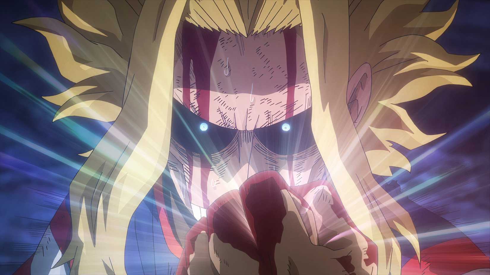 All Might clutching his power