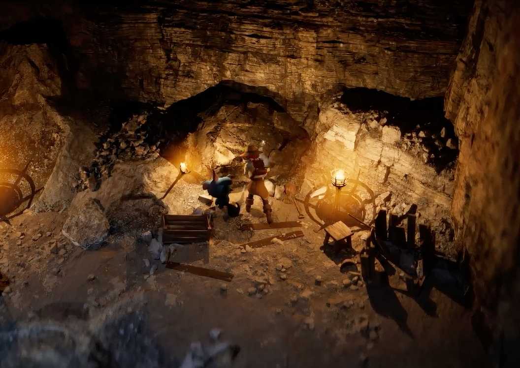 Penambangan di Palworld Palfarm, game kustomisasi kehidupan.