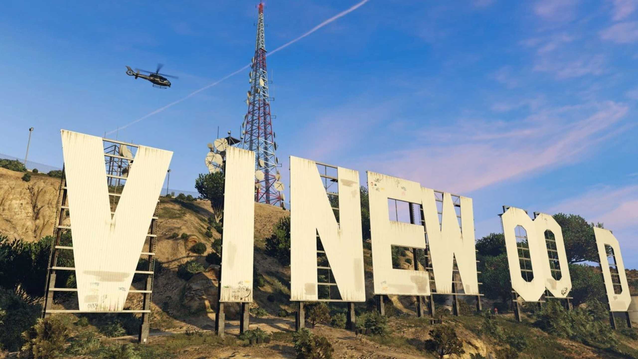 Pemandangan Vinewood Sign di Grand Theft Auto 5