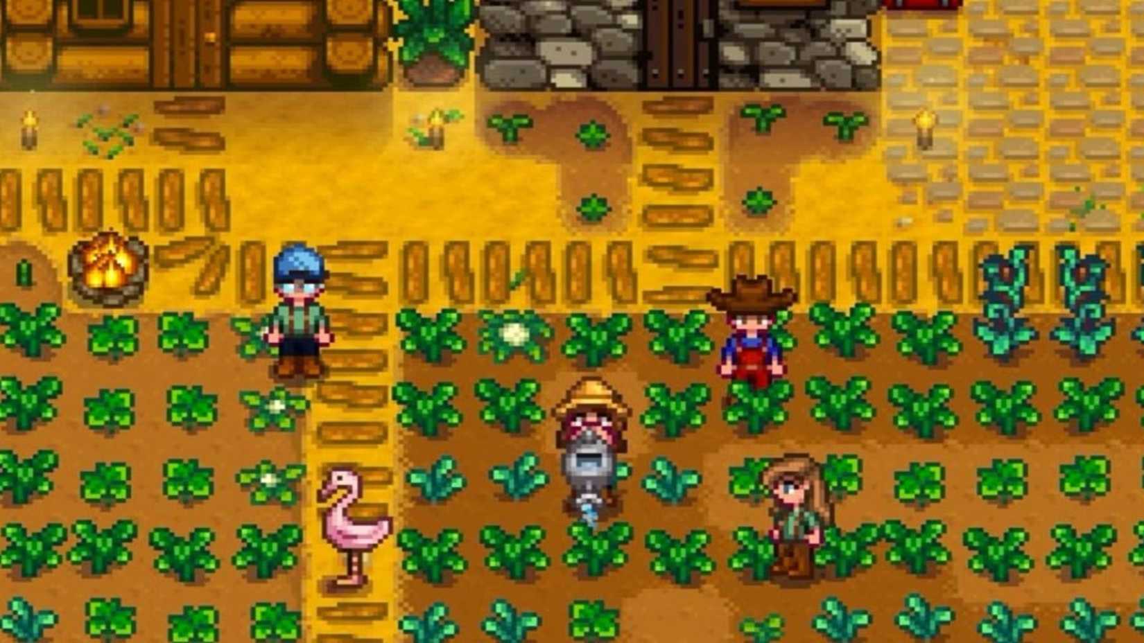 Multiple farmers on a farm in Stardew Valley