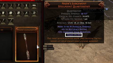 nazir's judgement quarterstaff in path of exile 2