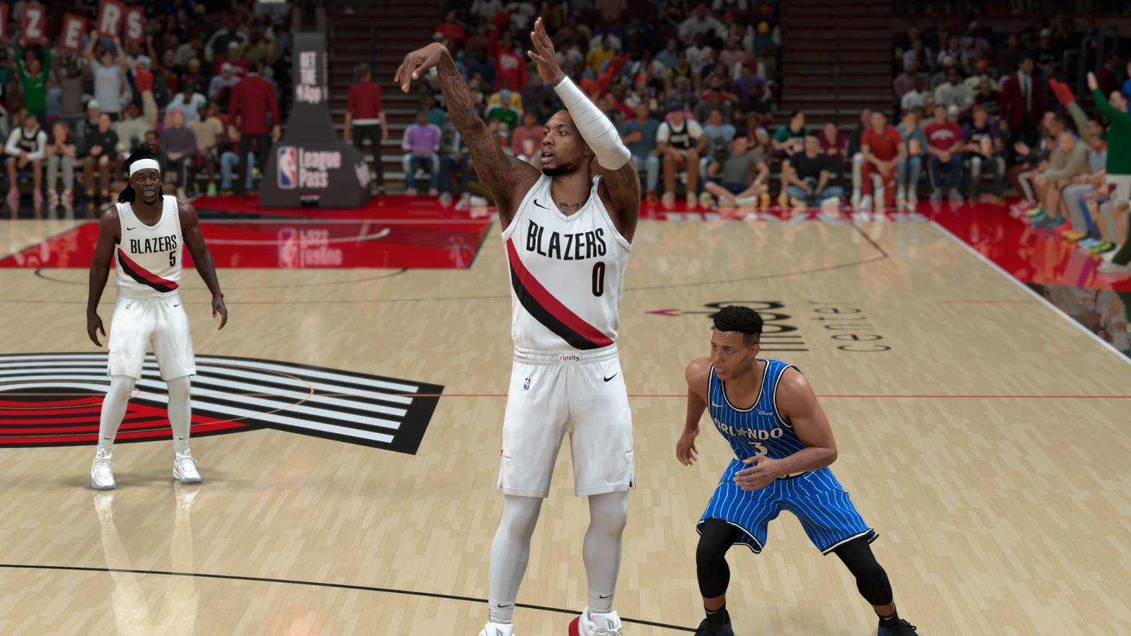 Damian Lillard shooting the ball in NBA 2K26