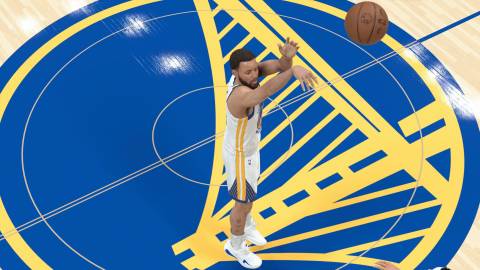Steph Curry shooting the basketball in NBA 2K26