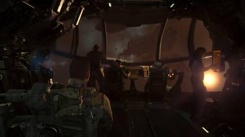 Nearing the USG Ishimura in space in Dead Space (2023)