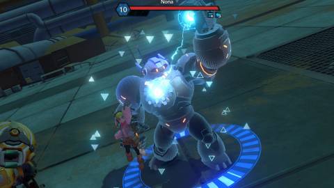 Nona and her mecha use a special attack - Starbites