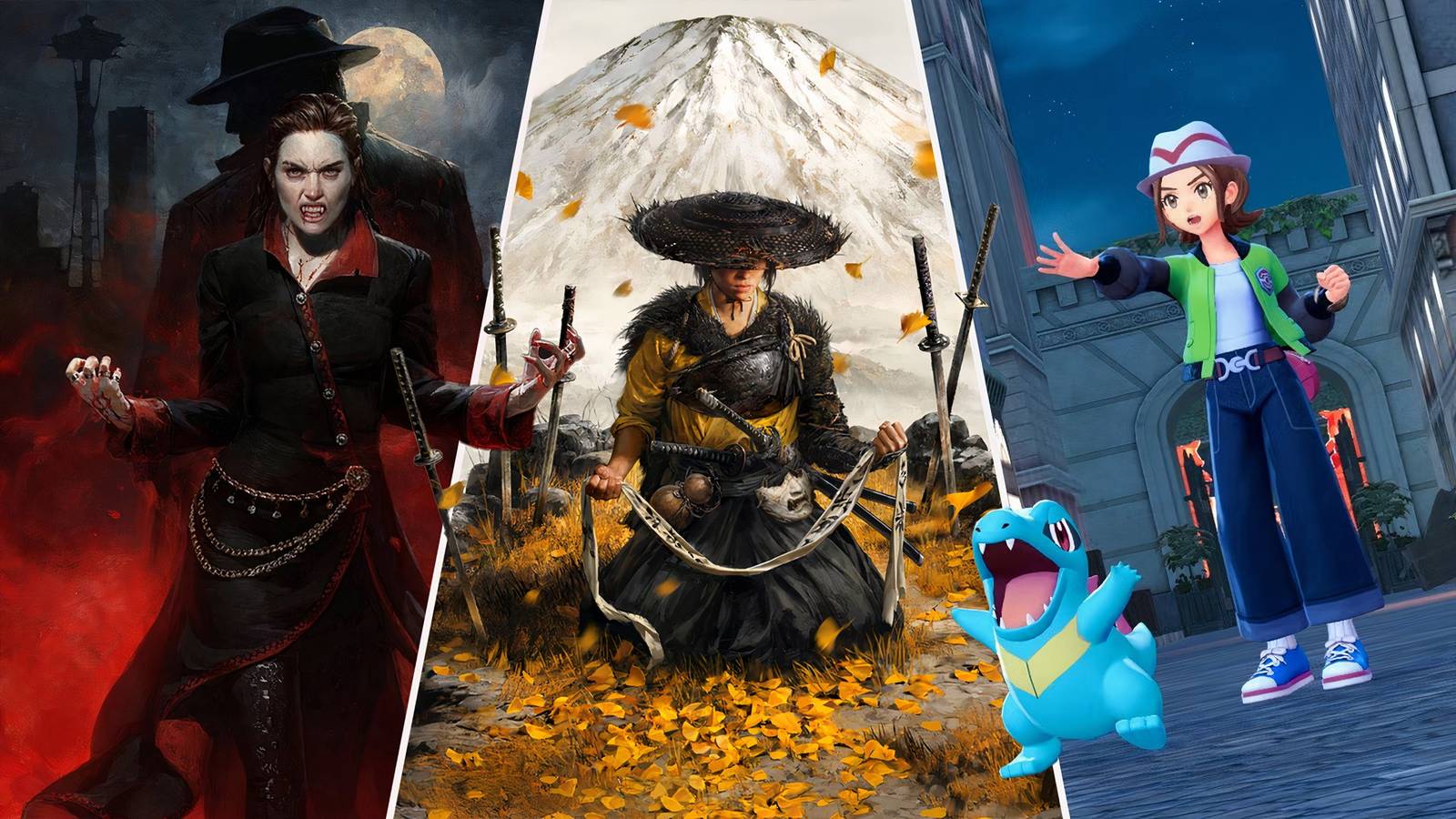 october 2025 open-world games pokemon legends, ghost of yotei, and vampire masquerade bloodlines 2