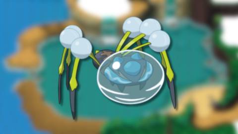 Official art of Araquanid at Totem's Den - Pokemon Ultra Sun and Ultra Moon 