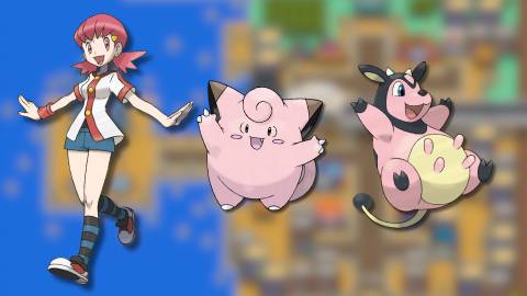 Official art of Whitney and her Pokemon team - Pokemon HeartGold and SoulSilver