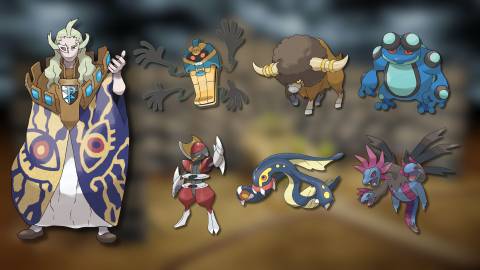 Official artwork of Ghetsis and his Pokemon team - Pokemon Black And White