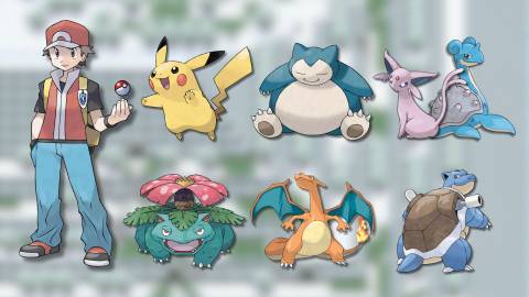 Official artwork of Red and his Pokemon Team - Pokemon HeartGold and SoulSilver