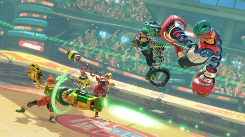 Official gameplay screenshot with many playable characters - ARMS
