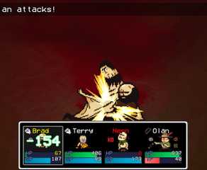 Olan attacks an enemy - Lisa the Painful