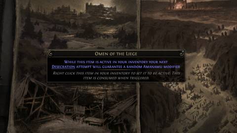 omen of the liege amanamu modifier in path of exile 2