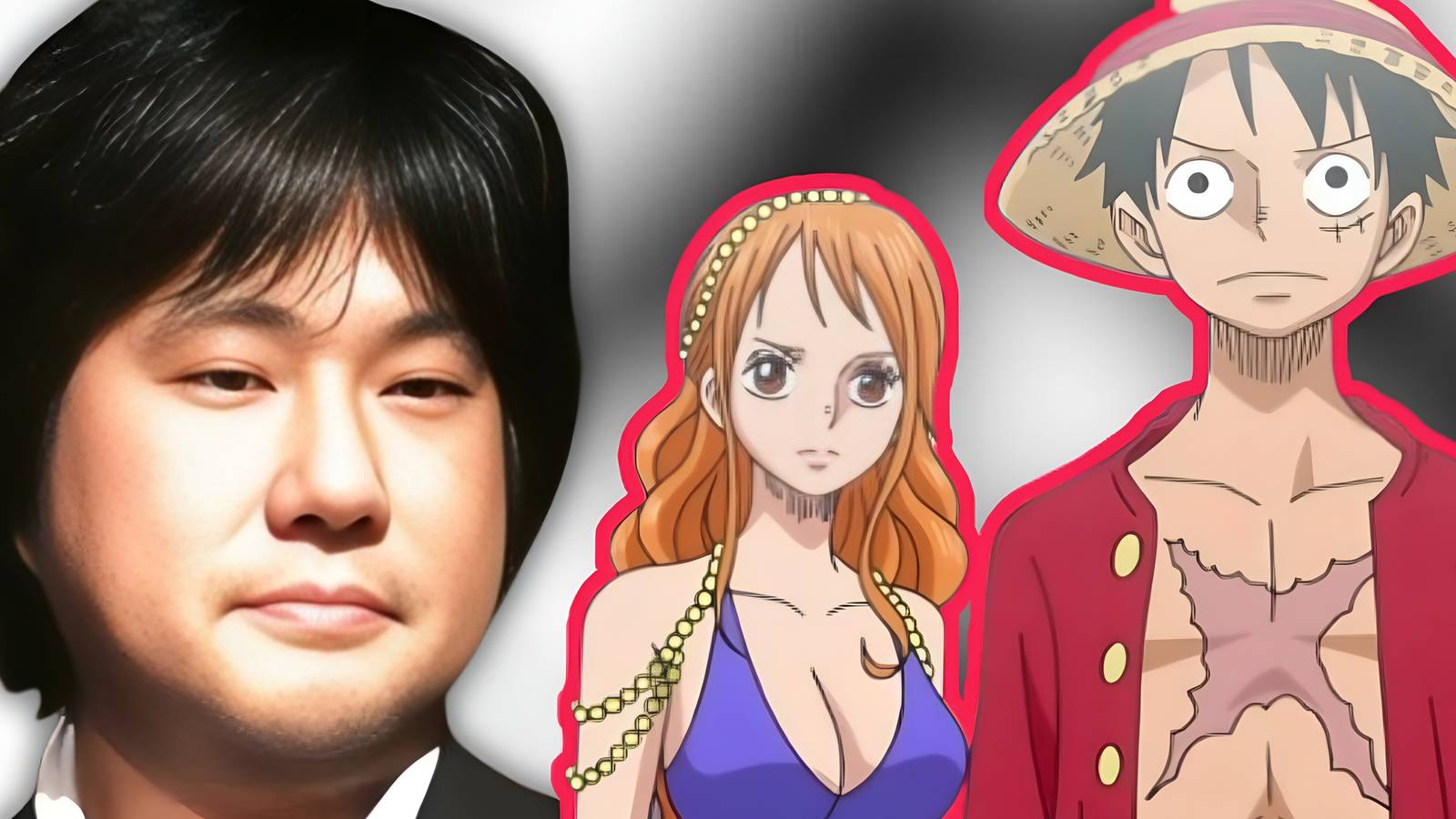 one piece featured oda with nami and luffy