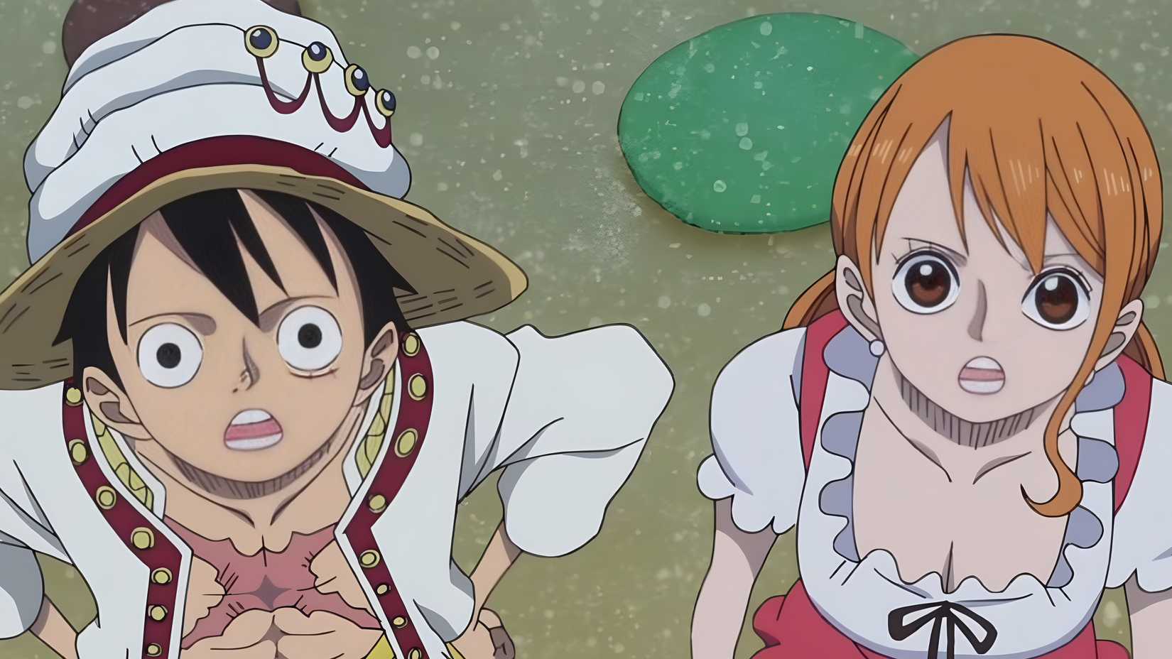 one piece nami luffy looking above