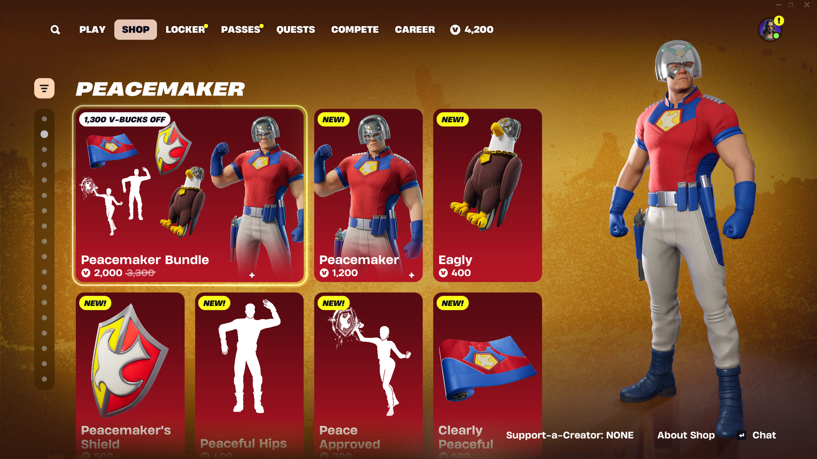 peacemaker set in fortnite