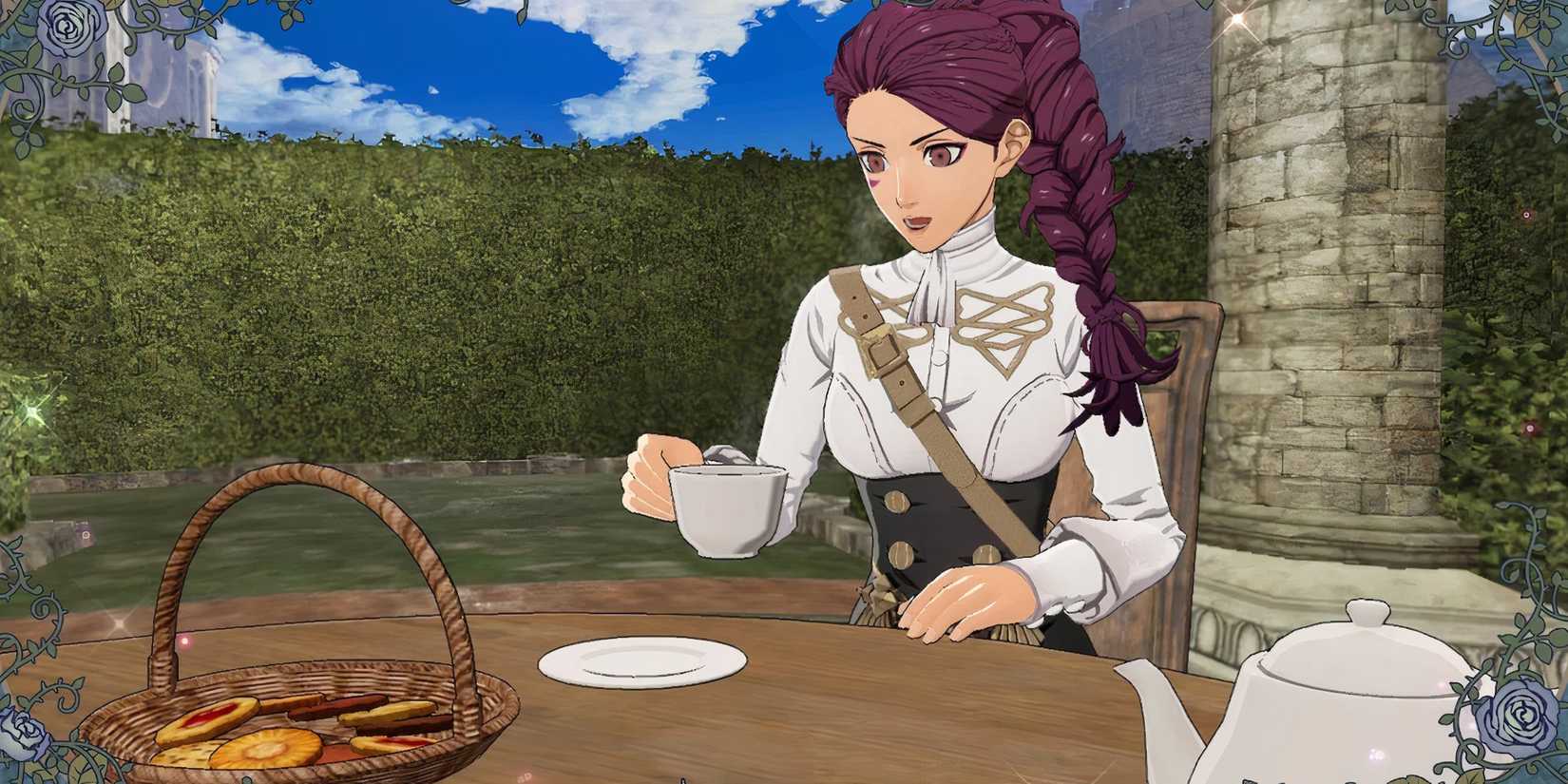 Petra drinking tea in Fire Emblem Three Houses
