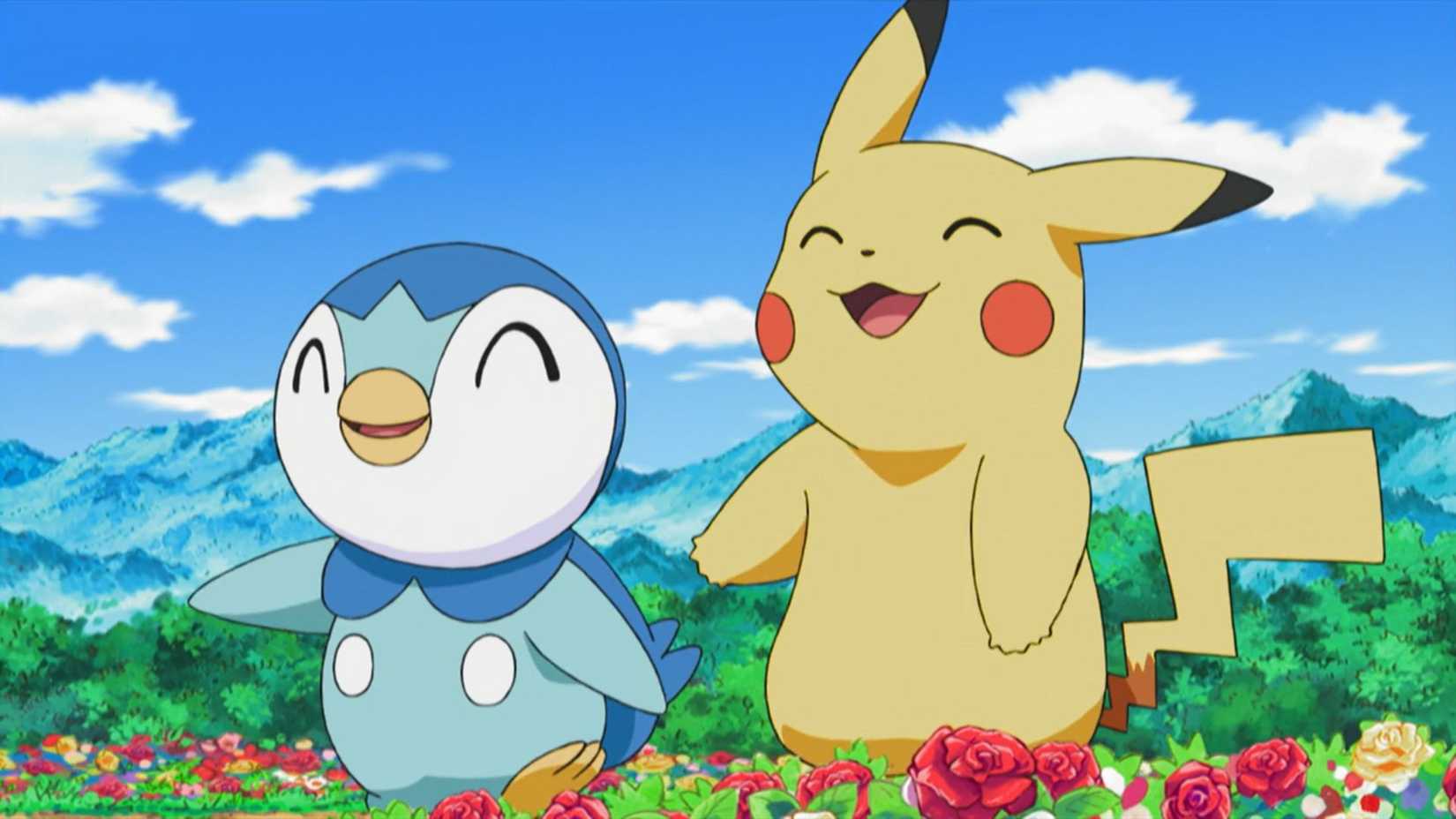 Pikachu and Piplup in the anime - Pokemon