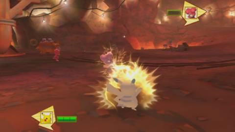 Pikachu fighting a bunch of Magby - PokePark Wii Pikachu's Adventure