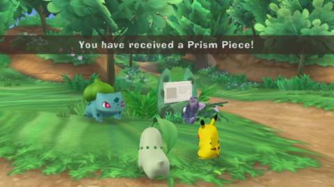 Pikachu talking to Bulbasaur and Chikorita - PokePark Wii Pikachu's Adventure