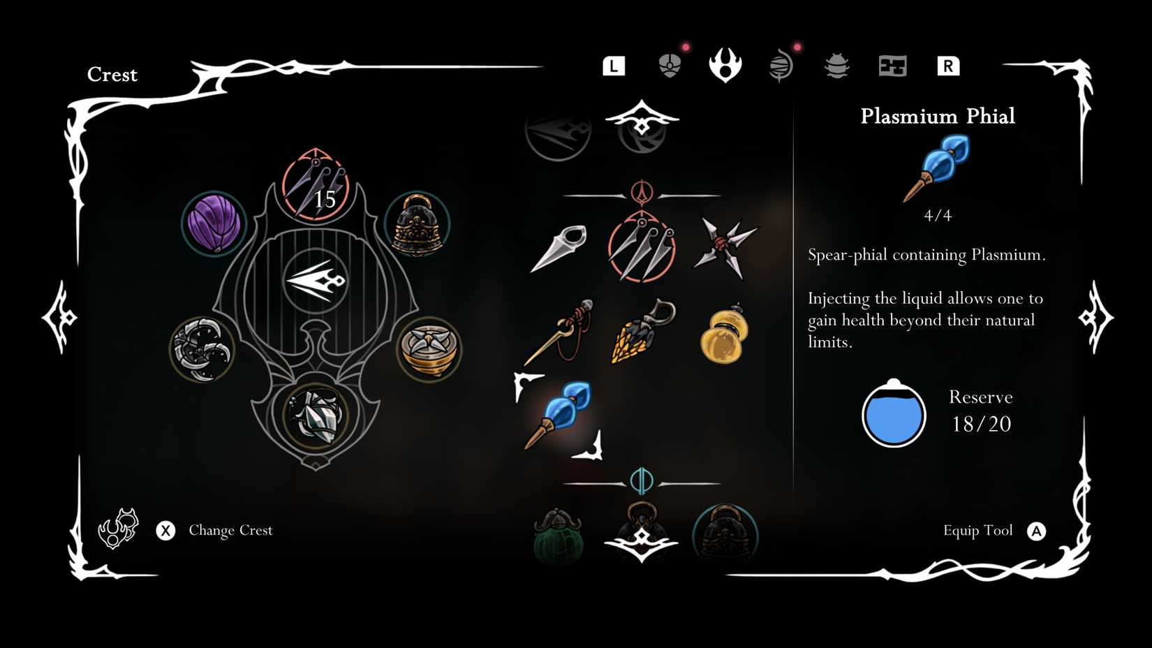 Plasmium Phial in Hollow Knight Silksong