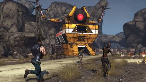 Playing co-op and exploring in Borderlands (2009)