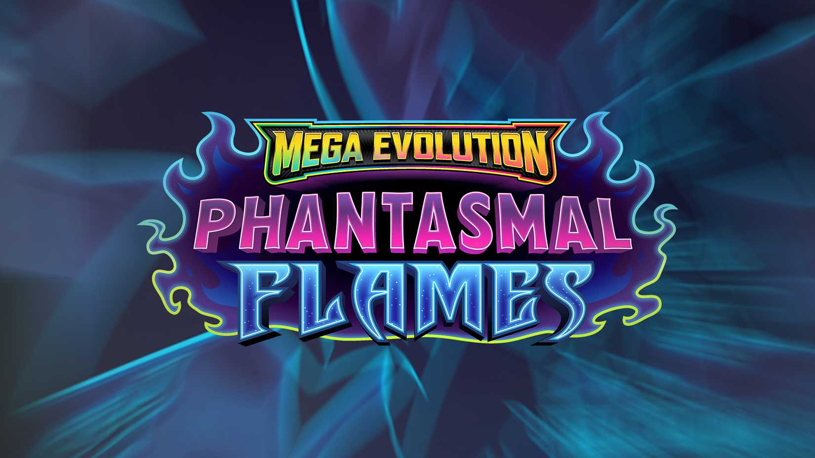 Pokemon TCG Phantasmal Flames logo zoom blur effect 2x1 composite