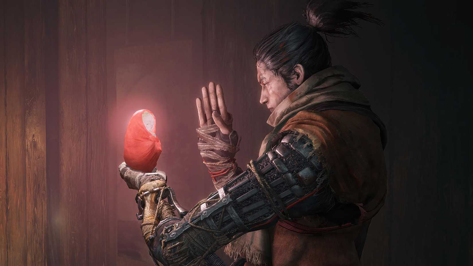 Praying to an idol in Sekiro Shadows Die Twice