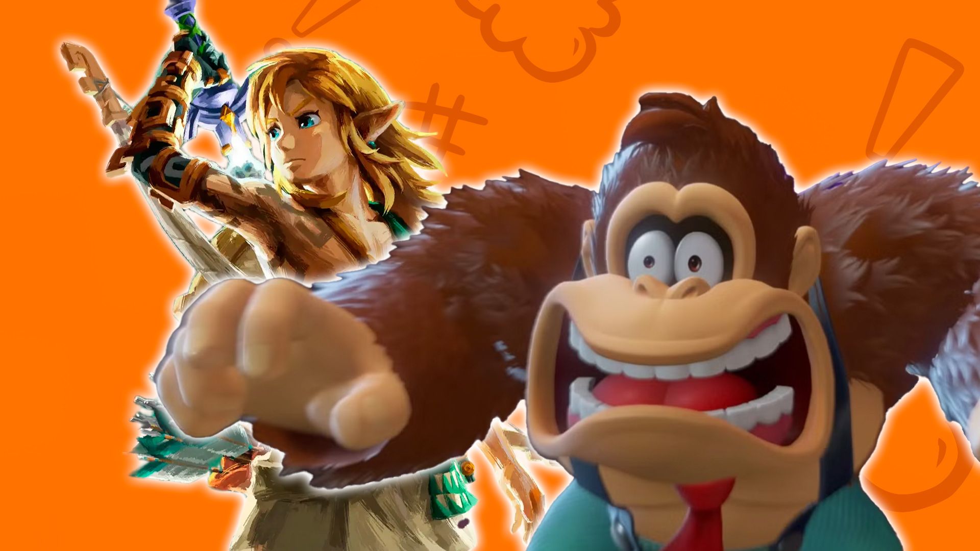 Donkey Kong from Bananza and Link from Tears of the Kingdom