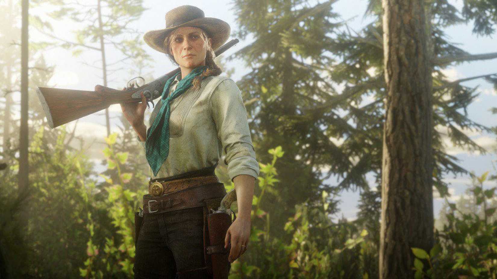 red dead redemption 2 item request: Sadie memegang senapan
