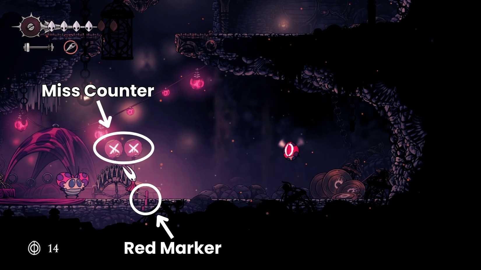 red marker miss counter loddies knife throwing challenge in silksong