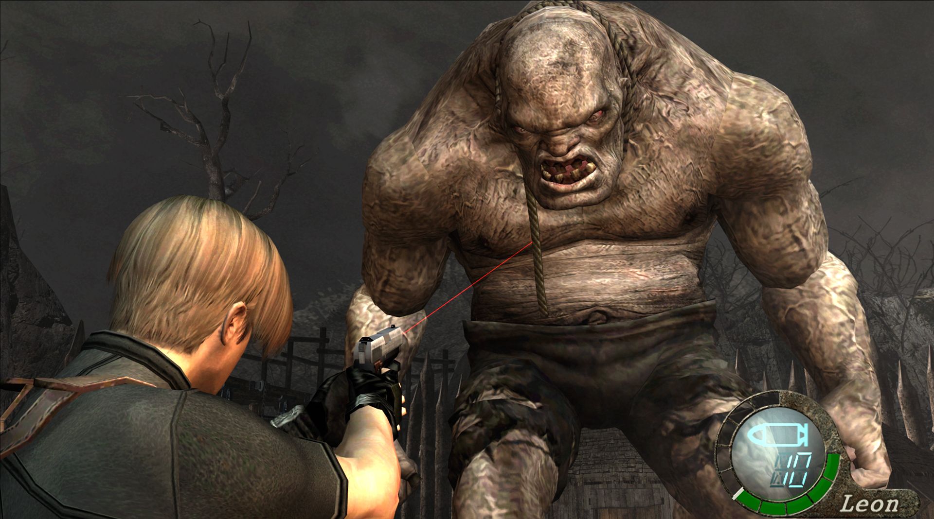 Tangkapan layar resmi Resident Evil 4, contoh transformasi game video