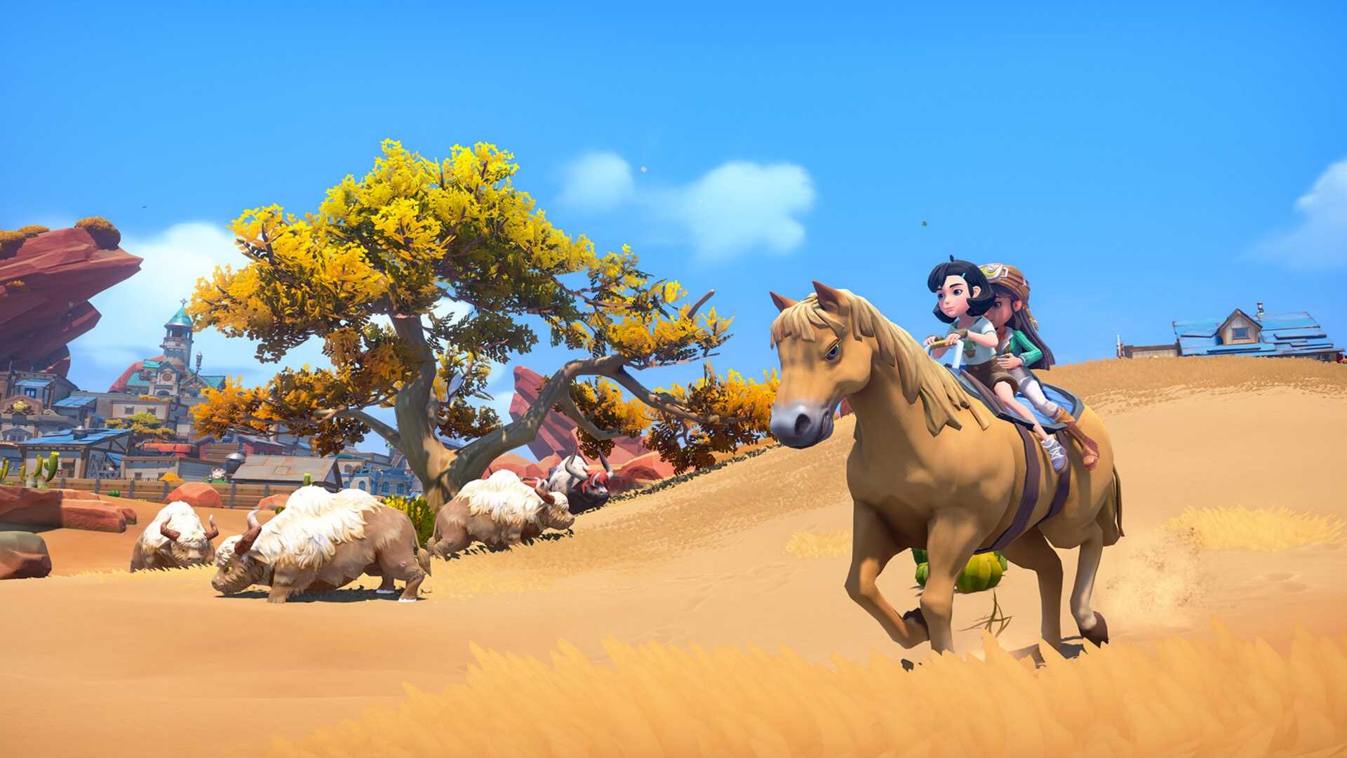 6 Game RPG Open-World yang Cocok untuk Menghabiskan Waktu 33 Riding a horse in My Time at Sandrock