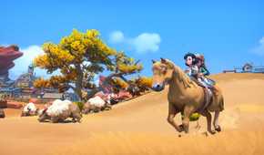 6 Game RPG Open-World yang Cocok untuk Menghabiskan Waktu 36 Riding a horse in My Time at Sandrock