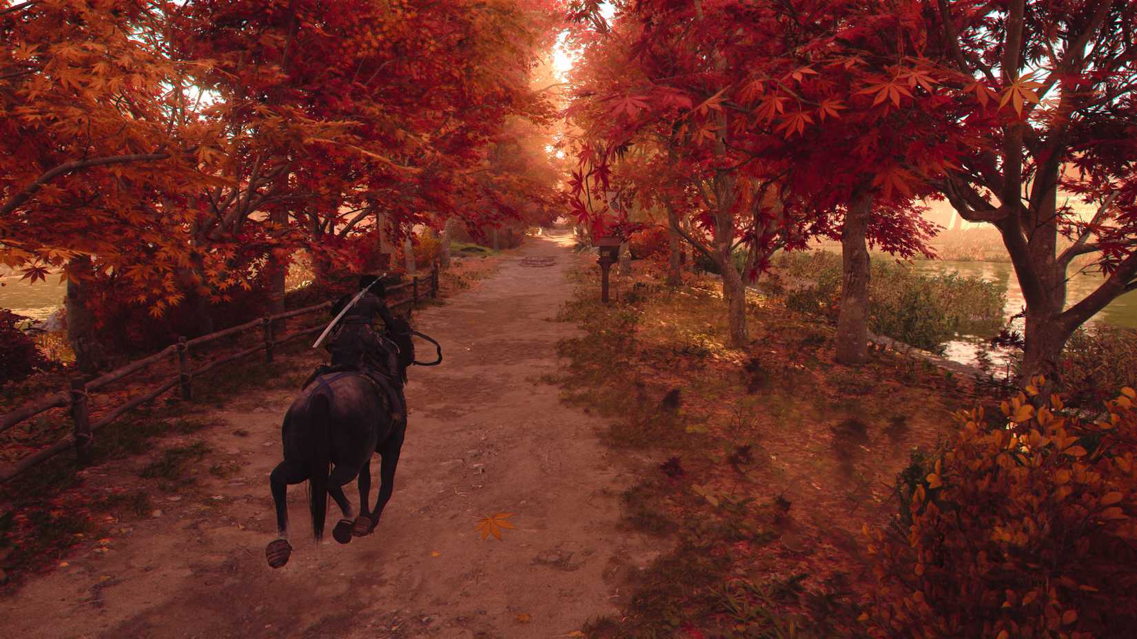Horseback riding in autumn in Assassin's Creed Shadows