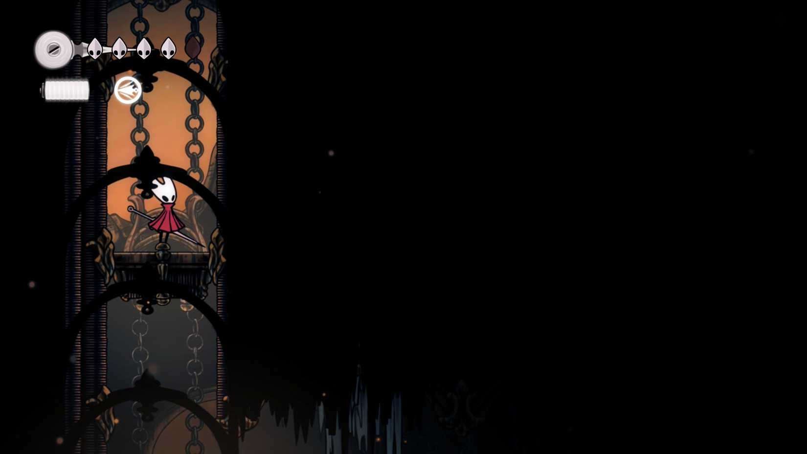 Riding an elevator in Deep Docks in Hollow Knight Silksong