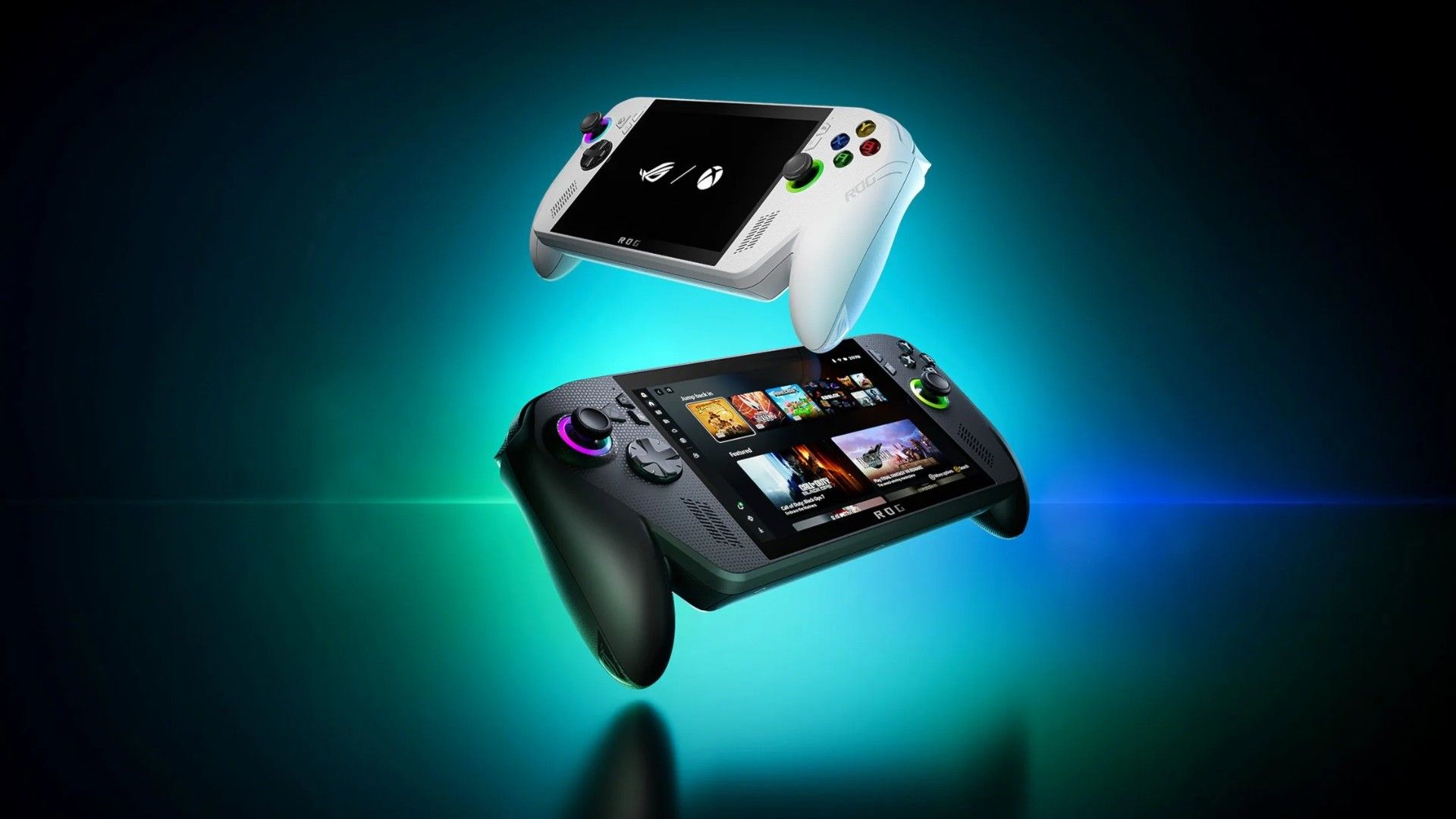 Comparativo entre o ROG Xbox Ally e o ROG Xbox Ally X.