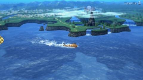 Sailing on the world map in Bravely Default Flying Fairy HD Remaster