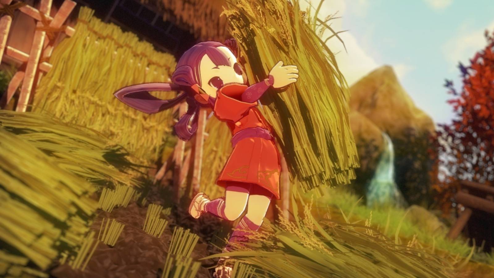 Sakuna carrying grass in Sakuna Of Rice And Ruin