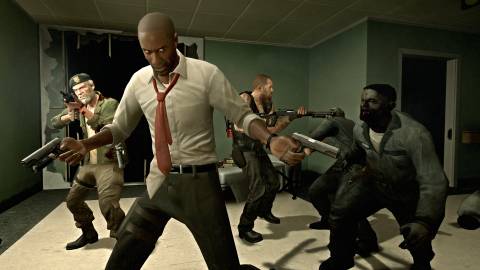 Louis, Francis and Bill fighting zombies