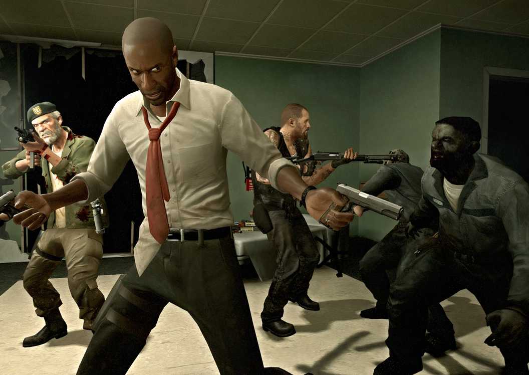 Louis, Francis, dan Bill melawan zombi di Left 4 Dead