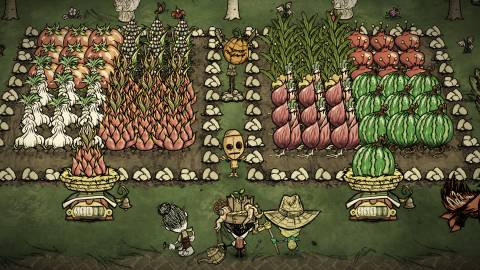 Players in a farm on Don't Starve Together