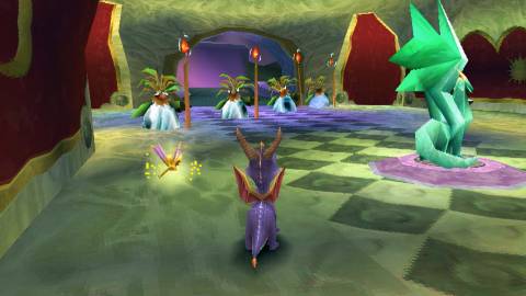 Spyro in. a fancy dragon room 