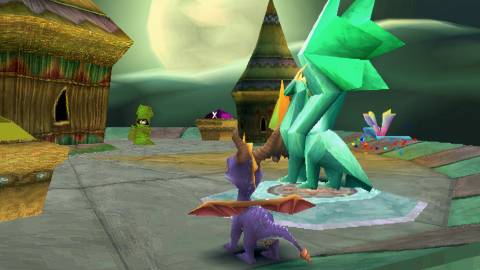 pyro next to. alarge green dragon 