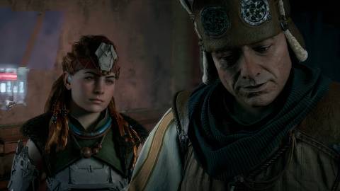 Aloy speaking to. achief leader